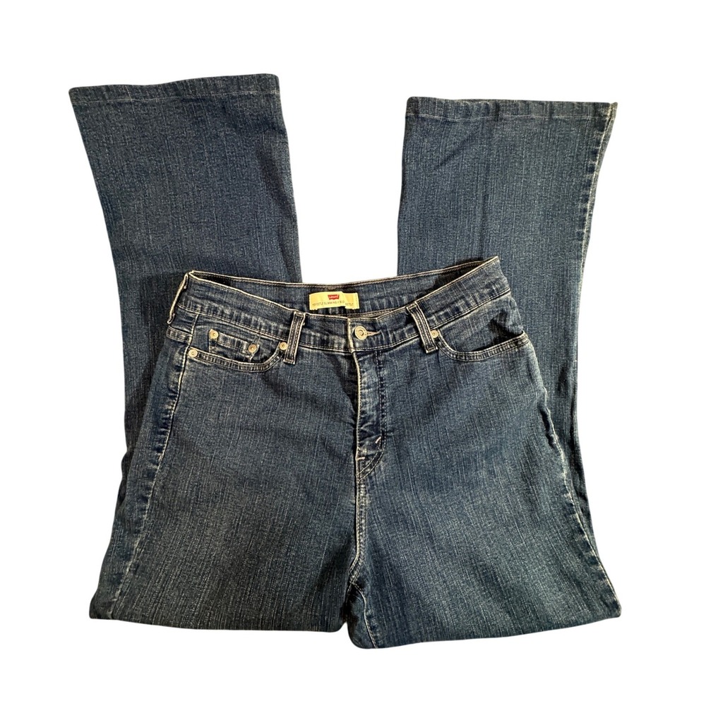 Levis 512 Perfectly Slimming Bootcut Jeans Dark Wash Stretch Denim Womens 14M